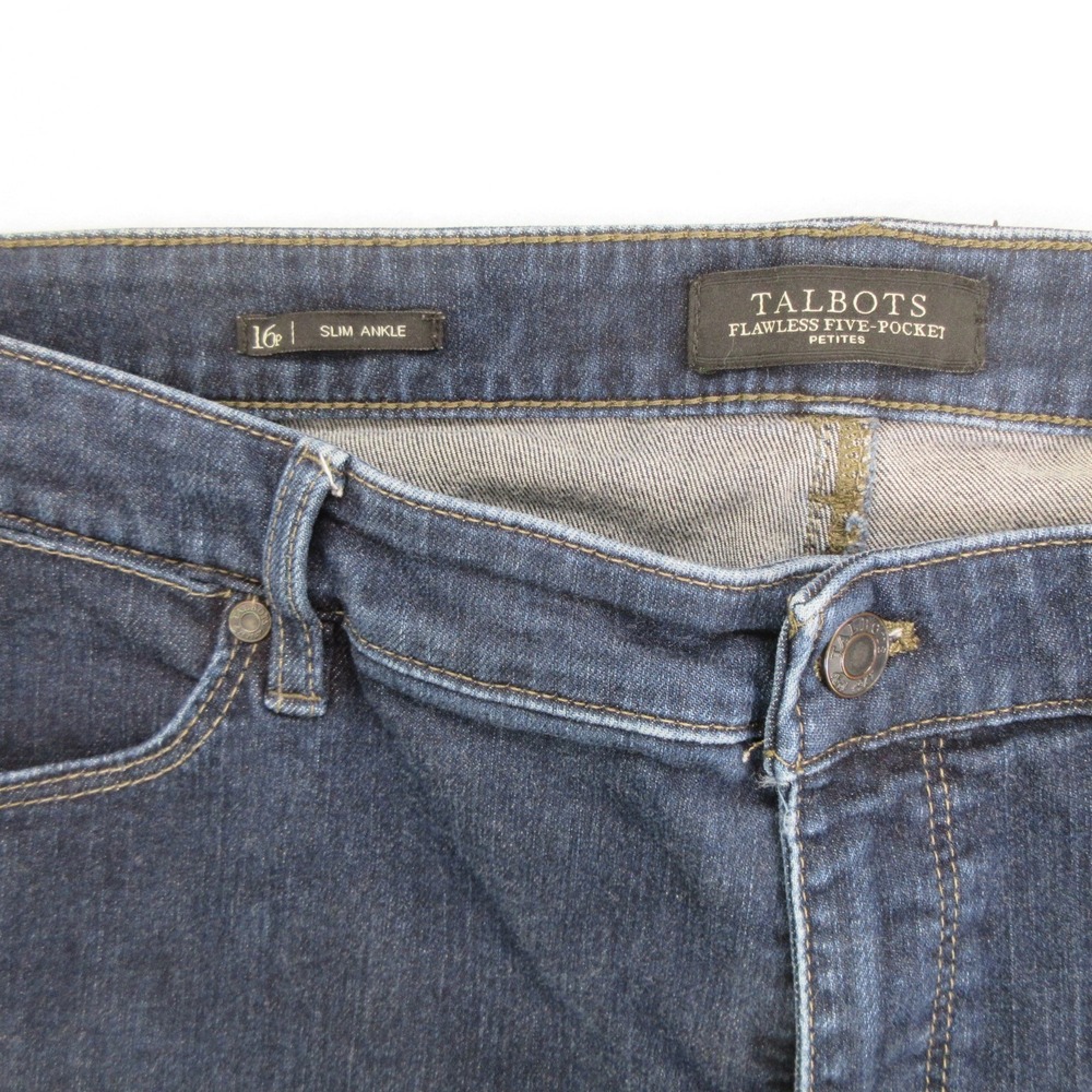 Talbots Women's Jeans 16P Slim Ankle Flawless Five Pocket Dark Wash Stretch Blue - Picture 3 of 11